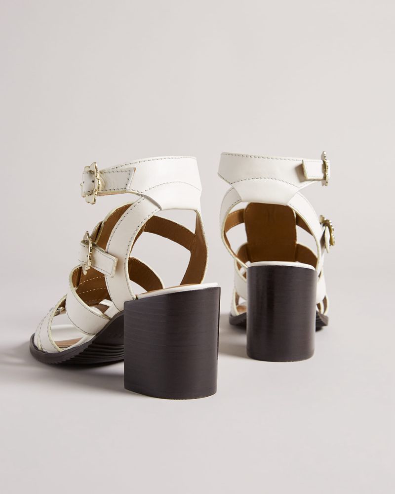 Ted Baker Tabaria Snörade Block Leathers Höga Klackar Dam Vita | FPT-683194