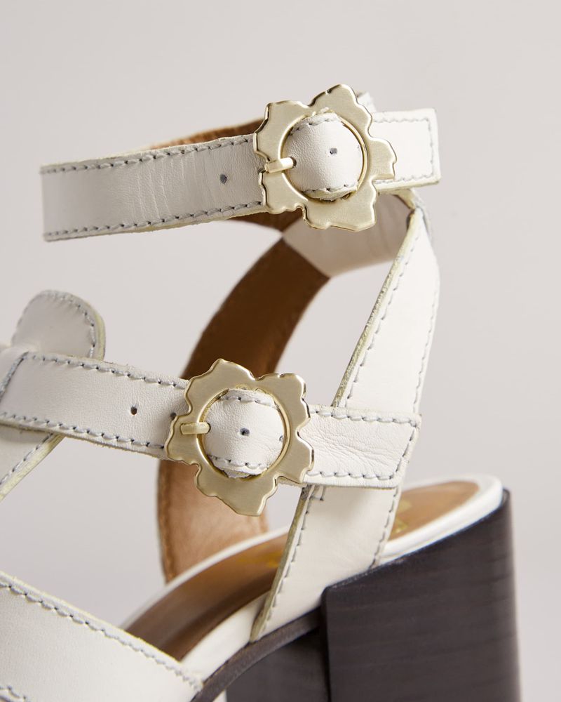Ted Baker Tabaria Snörade Block Leathers Höga Klackar Dam Vita | FPT-683194
