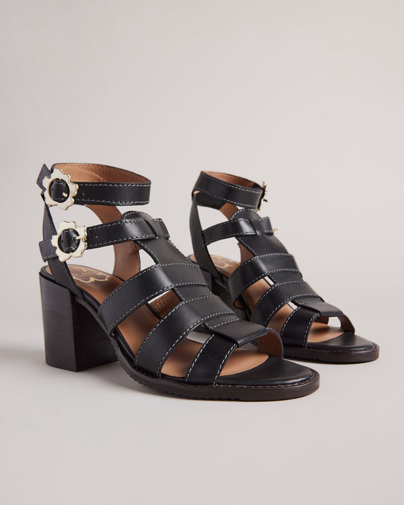 Ted Baker Tabaria Snörade Block Leathers Höga Klackar Dam Svarta | PTX-865924