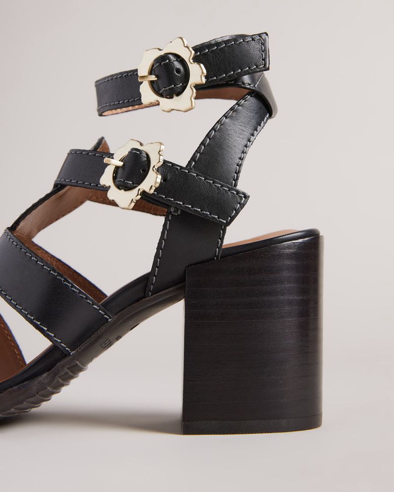 Ted Baker Tabaria Snörade Block Leathers Höga Klackar Dam Svarta | PTX-865924