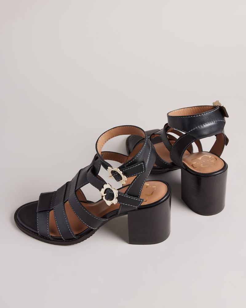 Ted Baker Tabaria Snörade Block Leathers Höga Klackar Dam Svarta | PTX-865924