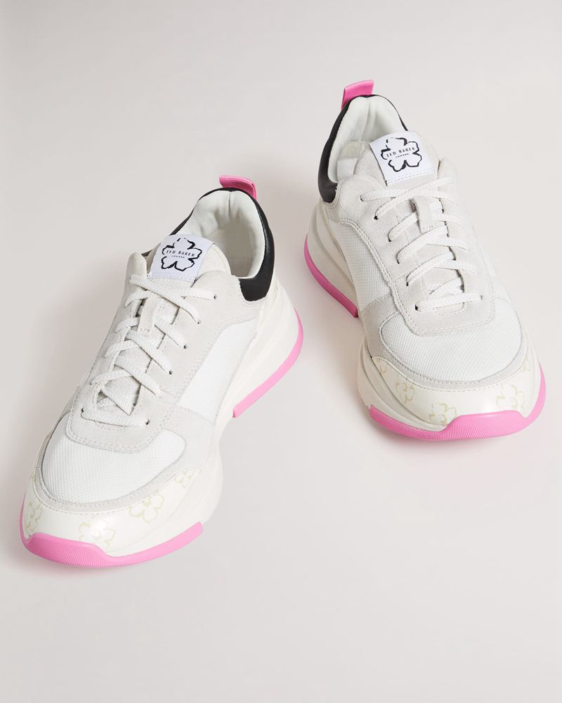 Ted Baker Tabbiy Magnolia Flower Tjock Sneakers Dam Vita | MTS-980647