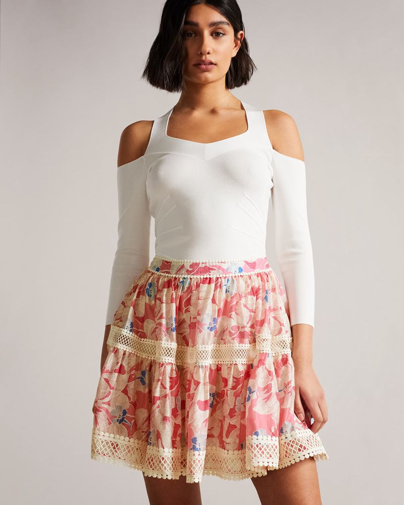 Ted Baker Tabita Full Mini With Spets Tape Kjolar Dam Rosa | MRB-073462