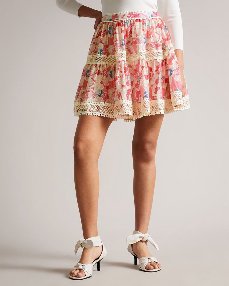 Ted Baker Tabita Full Mini With Spets Tape Kjolar Dam Rosa | MRB-073462