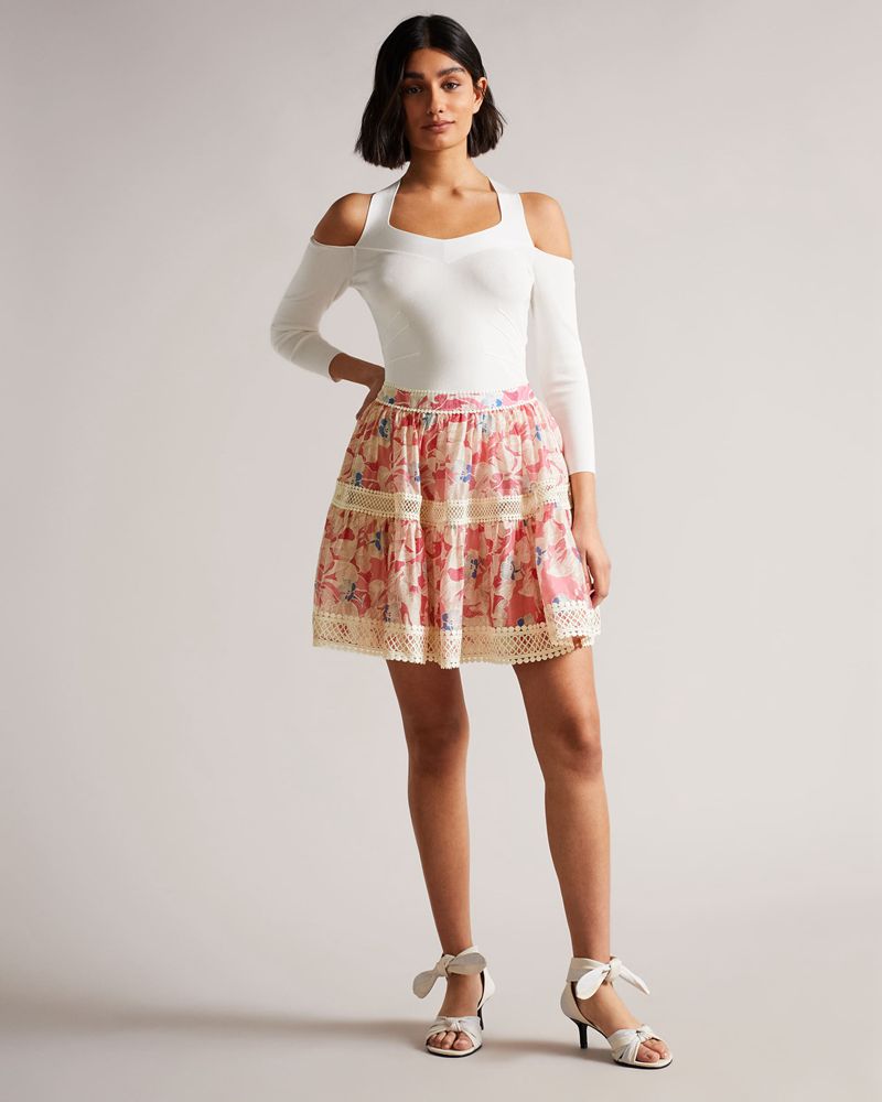 Ted Baker Tabita Full Mini With Spets Tape Kjolar Dam Rosa | MRB-073462
