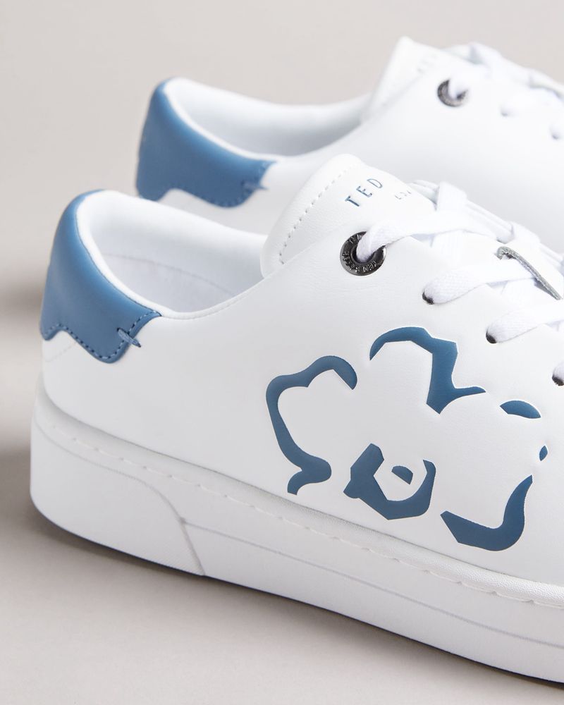 Ted Baker Tarliah Magnolia Flower Placement Cupsole Sneakers Dam Vita Blå | RBC-241587