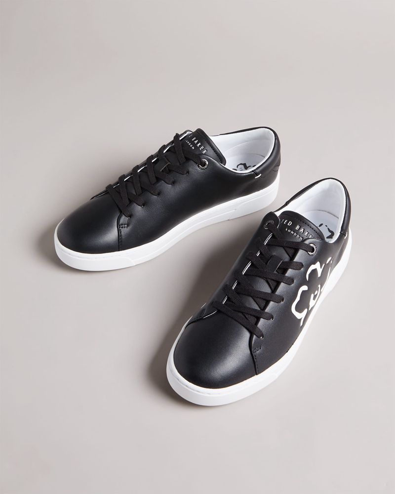 Ted Baker Tarliah Magnolia Flower Placement Cupsole Sneakers Dam Svarta | XQA-178643