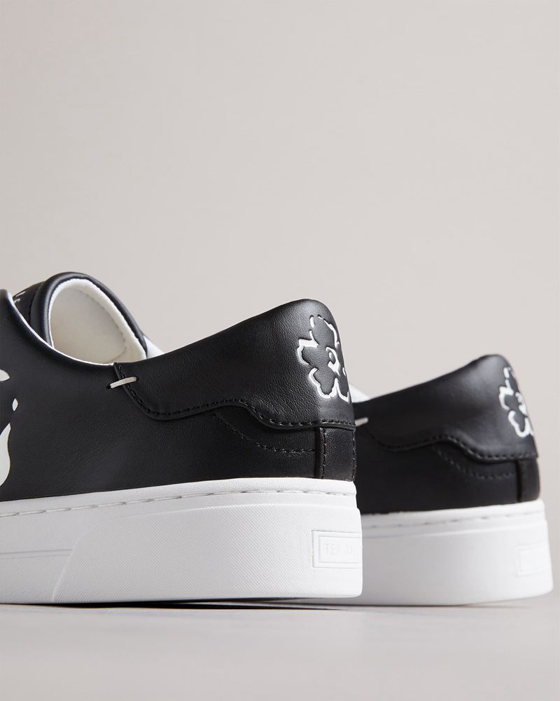 Ted Baker Tarliah Magnolia Flower Placement Cupsole Sneakers Dam Svarta | XQA-178643