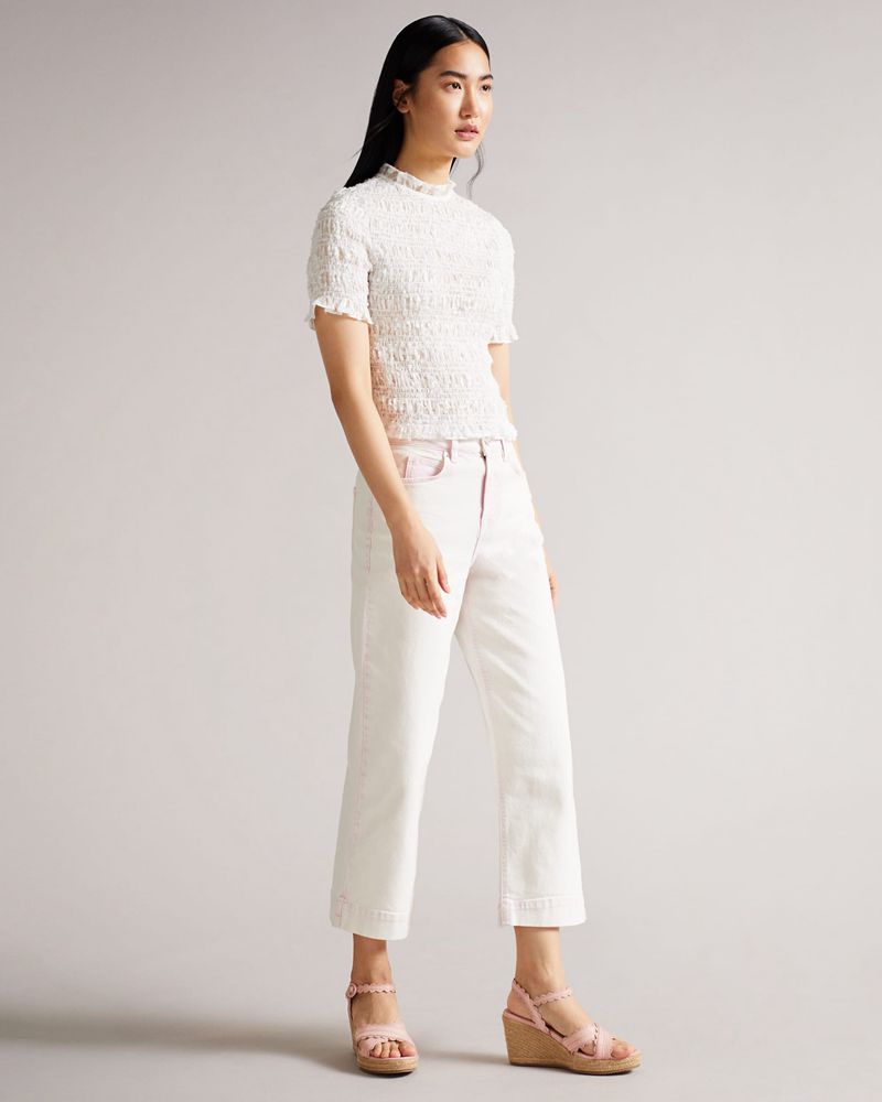 Ted Baker Taymie Läder Scalloped Kilklack Höga Klackar Dam Rosa | AKD-431586