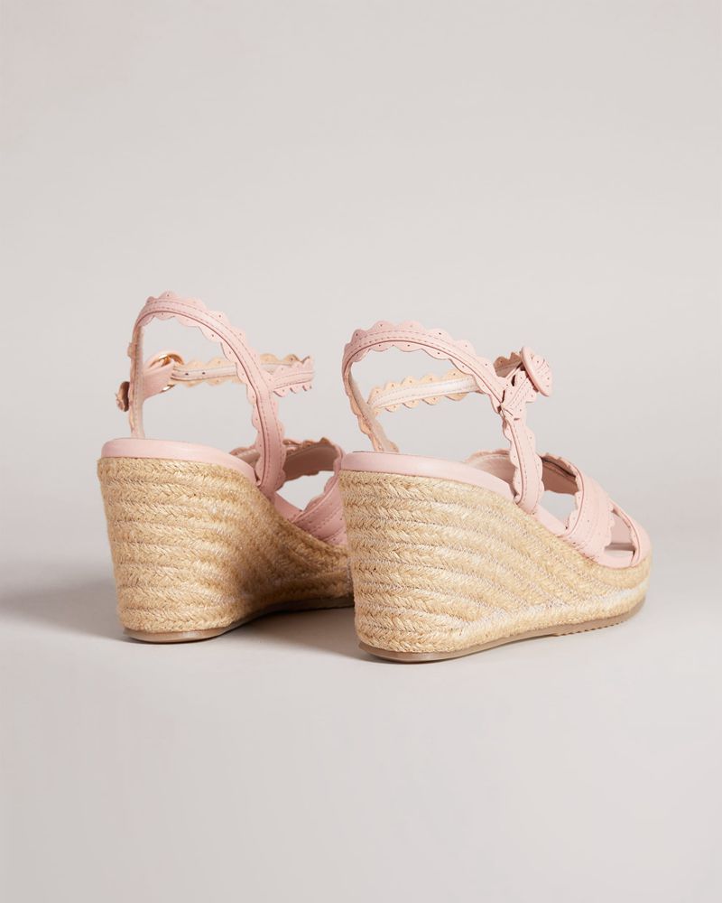 Ted Baker Taymie Läder Scalloped Kilklack Höga Klackar Dam Rosa | AKD-431586