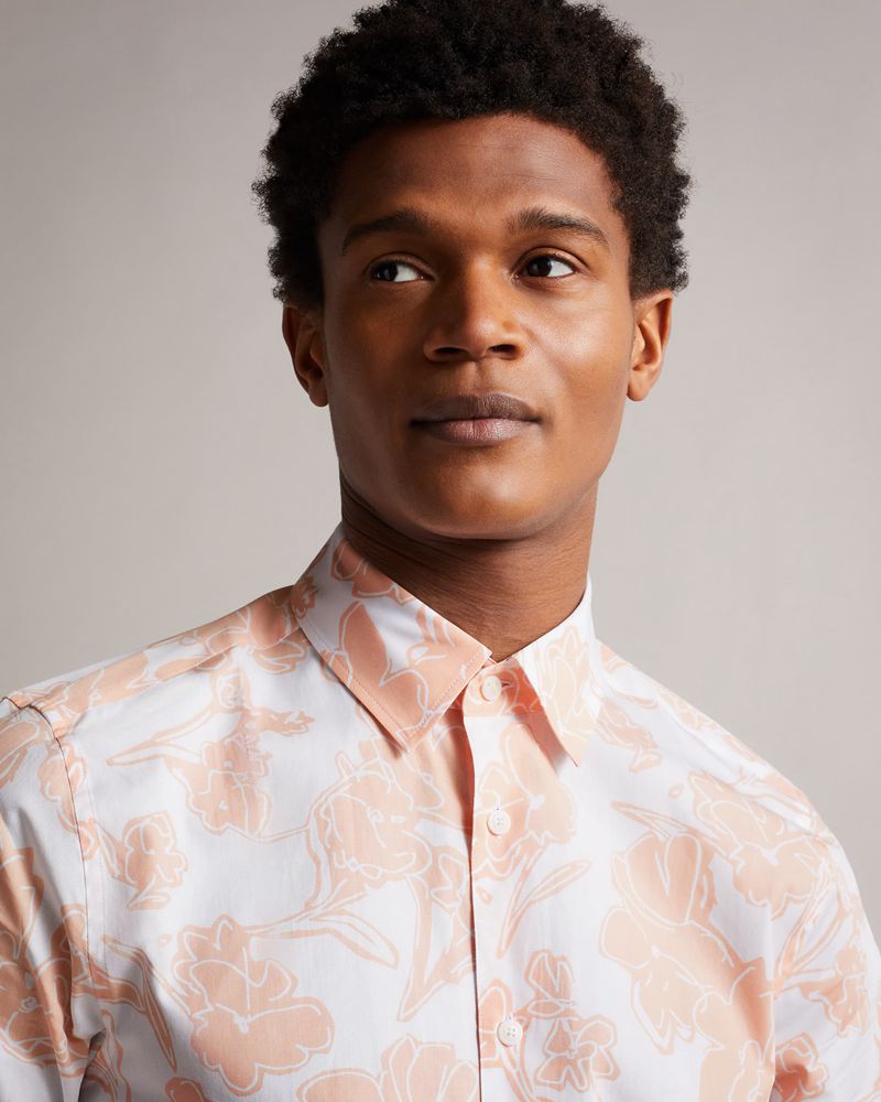 Ted Baker Tello Long Sleeve Allover Floral Printed Skjorta Herr Rosa | WYZ-780942