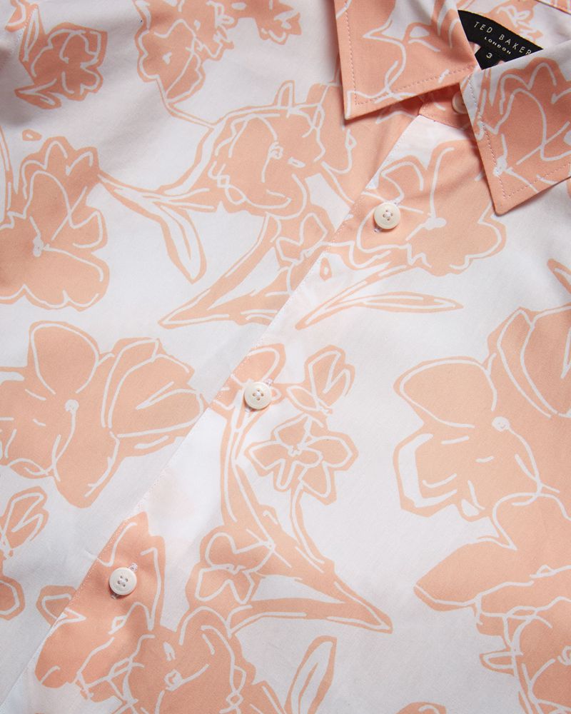Ted Baker Tello Long Sleeve Allover Floral Printed Skjorta Herr Rosa | WYZ-780942