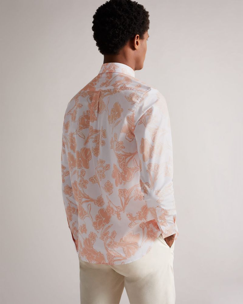 Ted Baker Tello Long Sleeve Allover Floral Printed Skjorta Herr Rosa | WYZ-780942