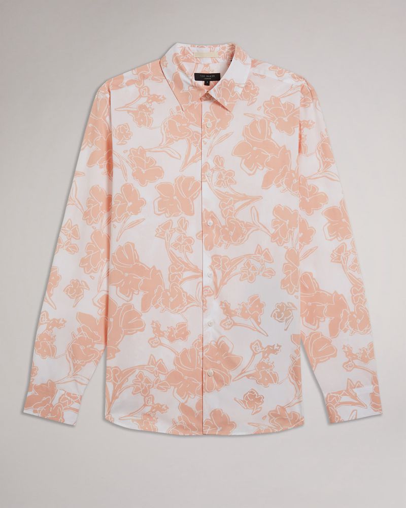 Ted Baker Tello Long Sleeve Allover Floral Printed Skjorta Herr Rosa | WYZ-780942