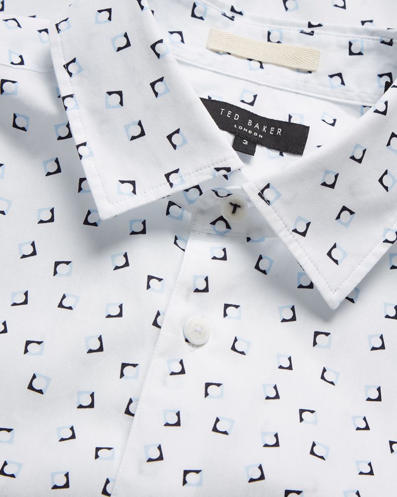Ted Baker Tendrin Long Sleeve Diamond Geometric Print Skjorta Herr Blå | LHJ-672408