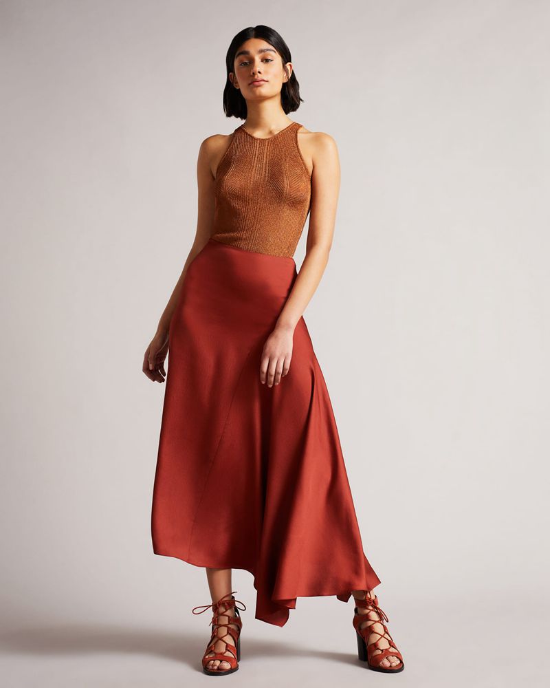 Ted Baker Terra Asymmetric Midaxi Kjolar Dam Bruna | NJQ-274106