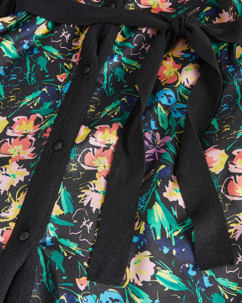 Ted Baker Tilja Longline Woven Front Cardigan Stickat Dam Svarta | PEX-489035
