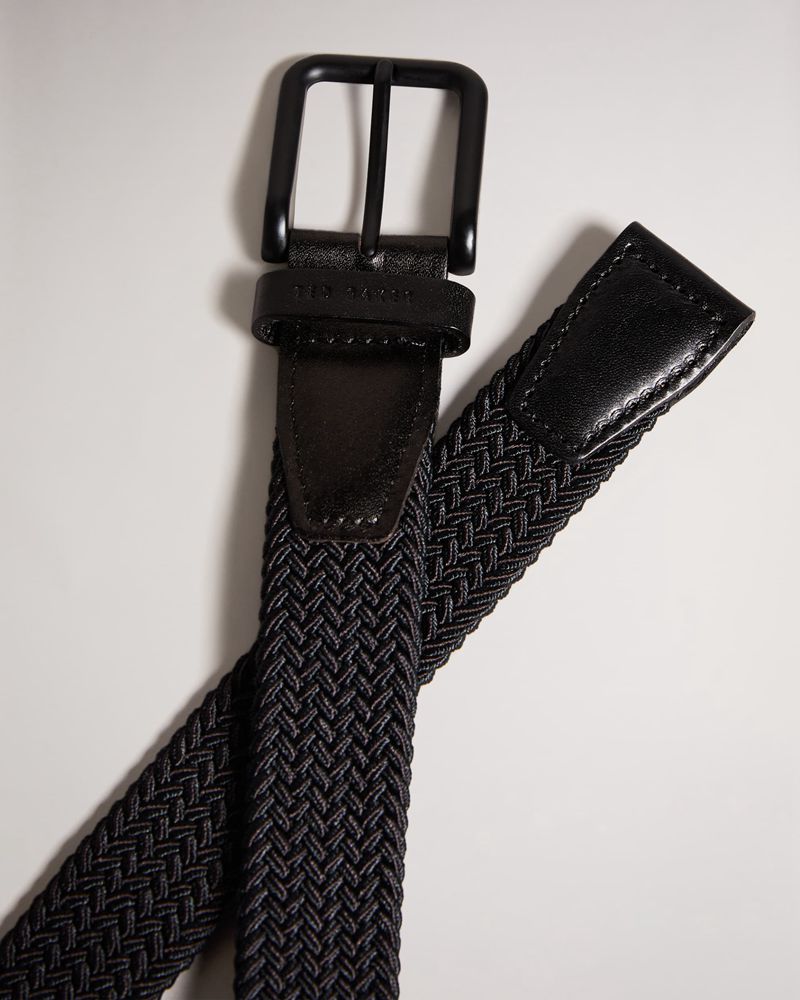 Ted Baker Timm Woven Bälte Herr Svarta | EMY-837165