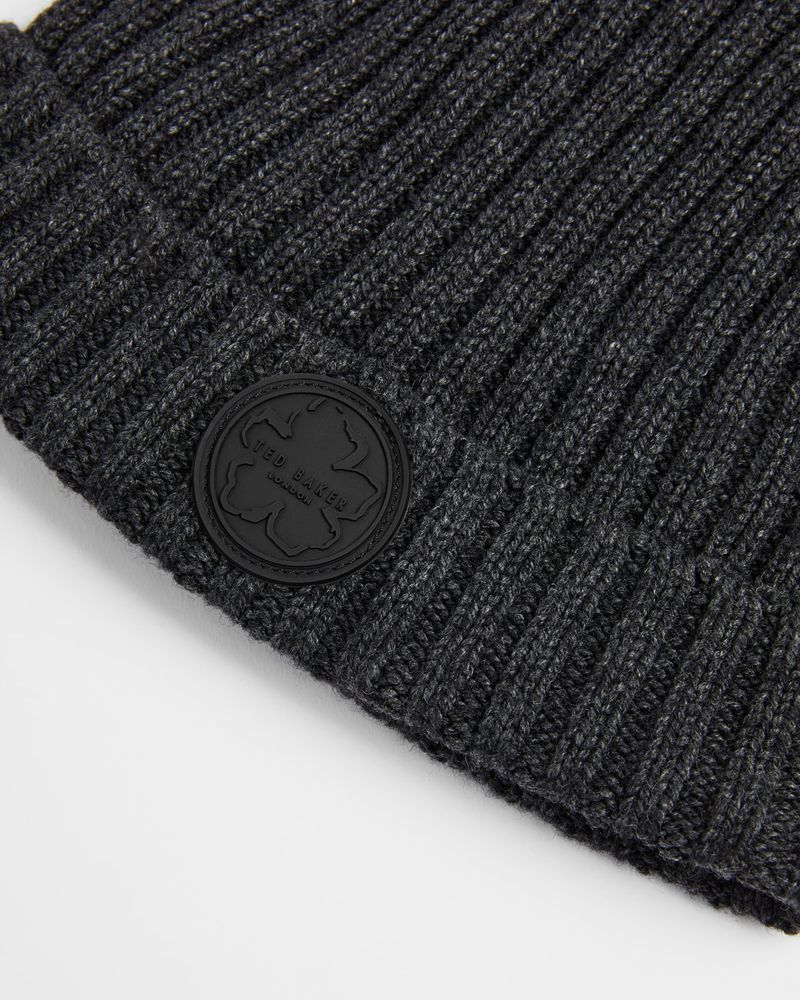Ted Baker Tolton Ribbed Wool Cashmere Blend Beanie Hatt Herr Gray | HVU-206548