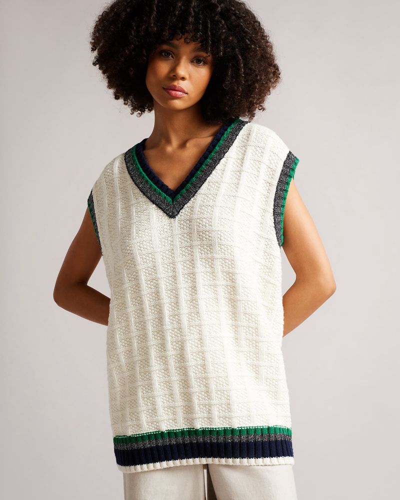 Ted Baker Tomlowe V Neck Knitted Vest Blast Dam Vita | NFM-908423