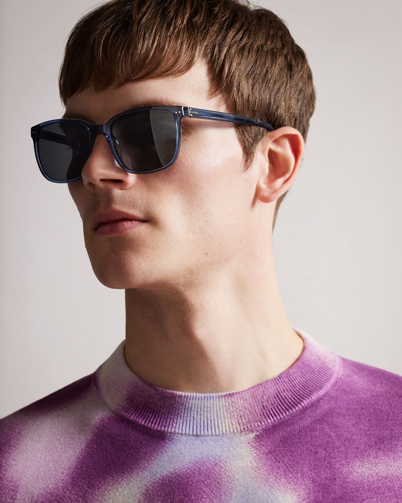 Ted Baker Towll Tms099 Square Clear Solglasögon Herr Marinblå | WJG-854312