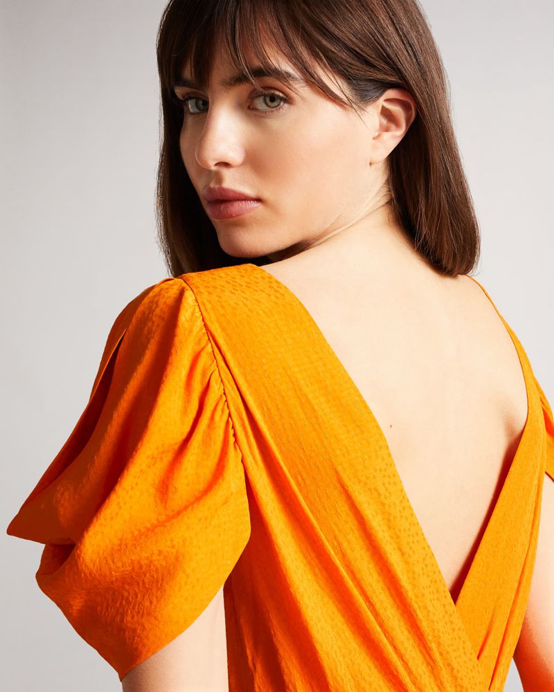 Ted Baker Tulipi Panelled Midi Tea Klänning Dam Orange | CWP-965743