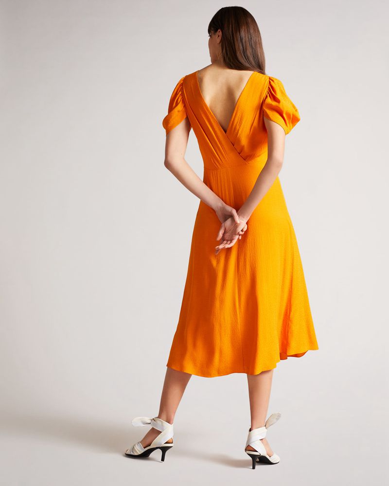 Ted Baker Tulipi Panelled Midi Tea Klänning Dam Orange | CWP-965743