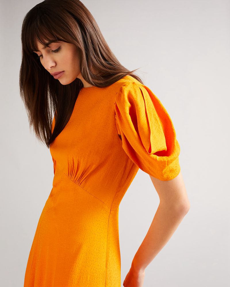 Ted Baker Tulipi Panelled Midi Tea Klänning Dam Orange | CWP-965743