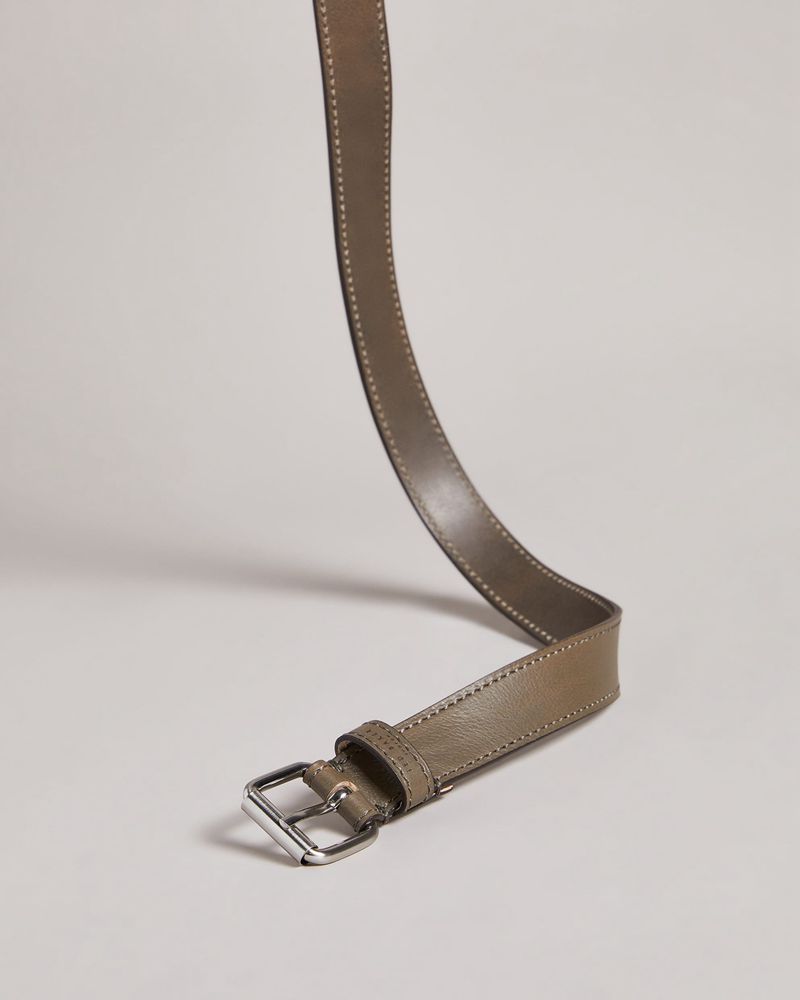 Ted Baker Turnr Stitched Läder Bälte Herr Gray | OUX-415697
