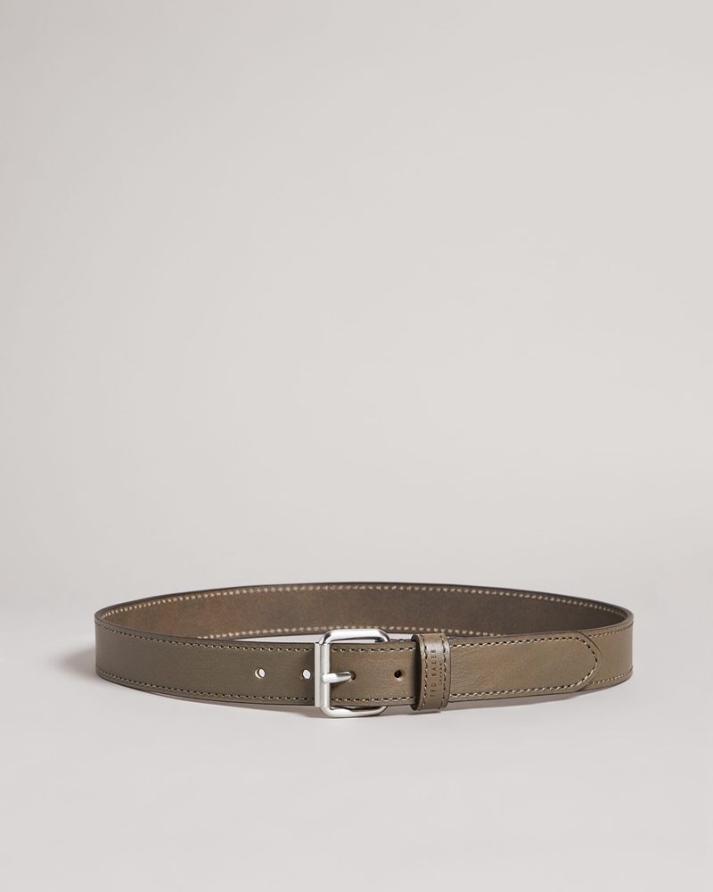 Ted Baker Turnr Stitched Läder Bälte Herr Gray | OUX-415697