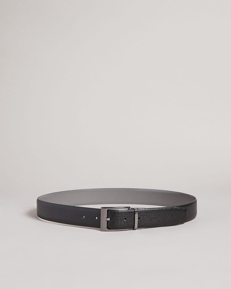 Ted Baker Twin Crossch Läder Reversible Bälte Herr Svarta | KOX-860173