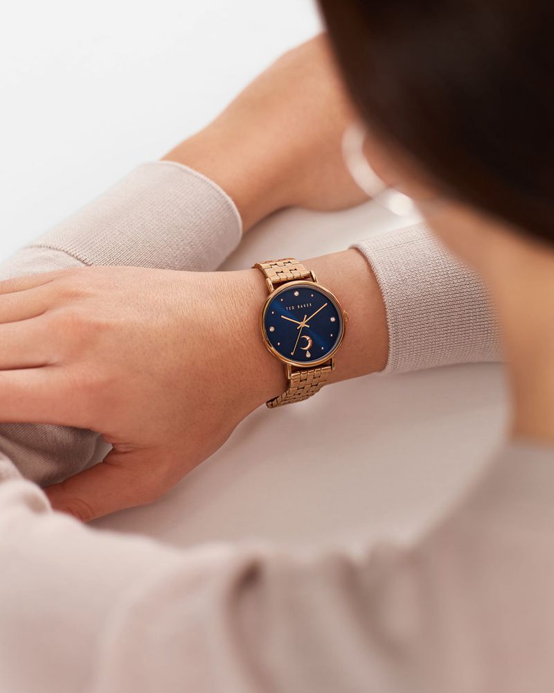 Ted Baker Twylyte Moon Detail Bracelet Rem Klocka Dam Rosegold | ISY-860725