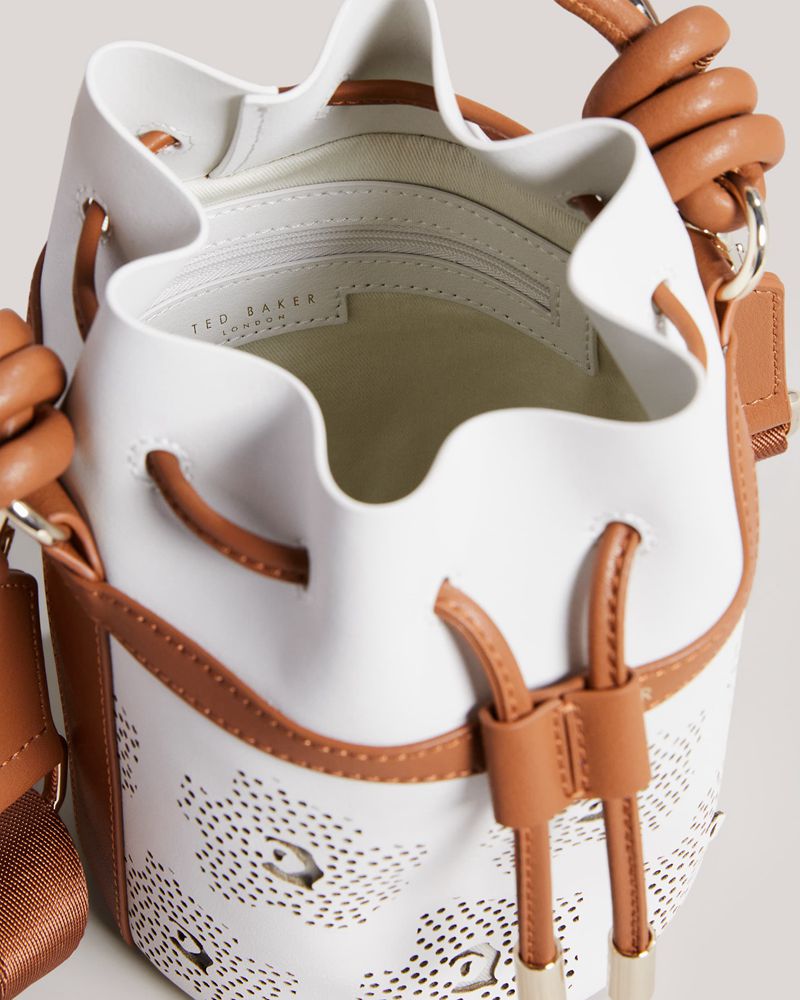 Ted Baker Tyahla Floral Laser Cut Detail Bucket Crossbody Väska Dam Vita | DFR-173968