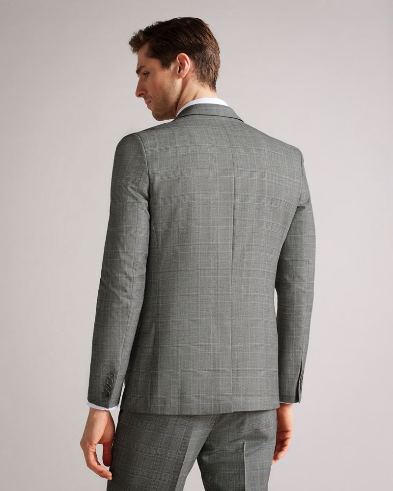 Ted Baker Tynejs Slim Grey Blue Check Kostymer Herr Gray | YNC-098543