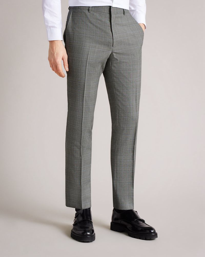 Ted Baker Tynets Slim Grey Blue Check Kostymer Herr Gray | PRE-479106