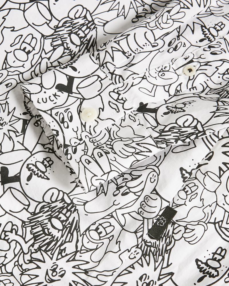 Ted Baker Upland Ls All Over Character Print Skjorta Herr Vita | MKR-641852