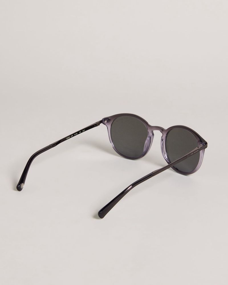 Ted Baker Vaacay Tms094 Round Keyhole Metal Solglasögon Herr Gray | FKZ-508231