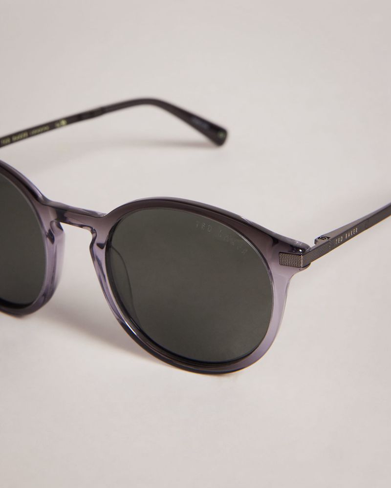 Ted Baker Vaacay Tms094 Round Keyhole Metal Solglasögon Herr Gray | FKZ-508231