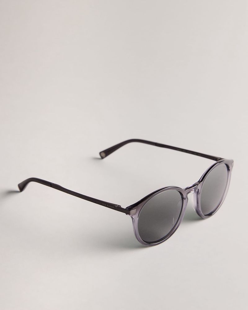 Ted Baker Vaacay Tms094 Round Keyhole Metal Solglasögon Herr Gray | FKZ-508231