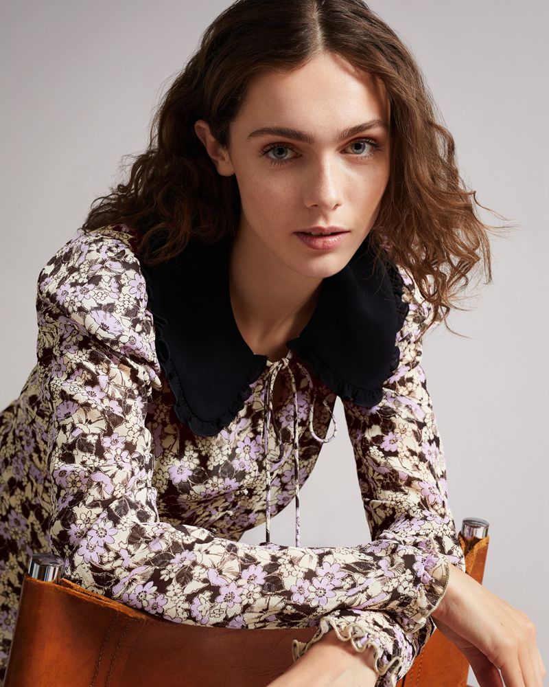 Ted Baker Vanile Button Front Mini Klänning Dam Bruna | GFD-972841