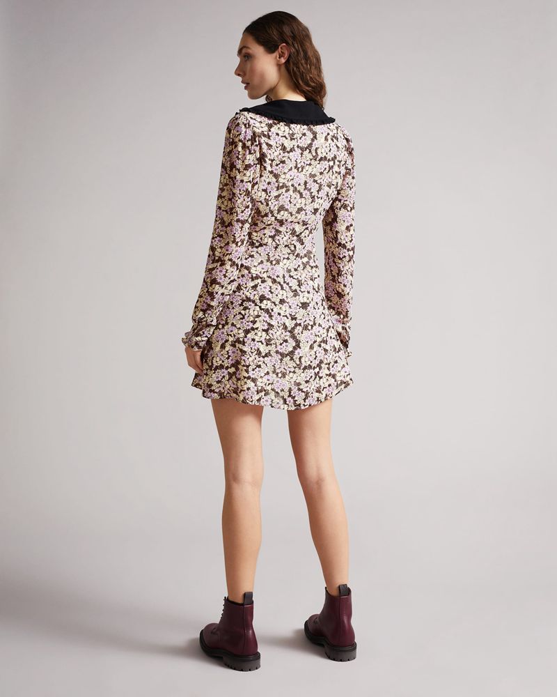 Ted Baker Vanile Button Front Mini Klänning Dam Bruna | GFD-972841