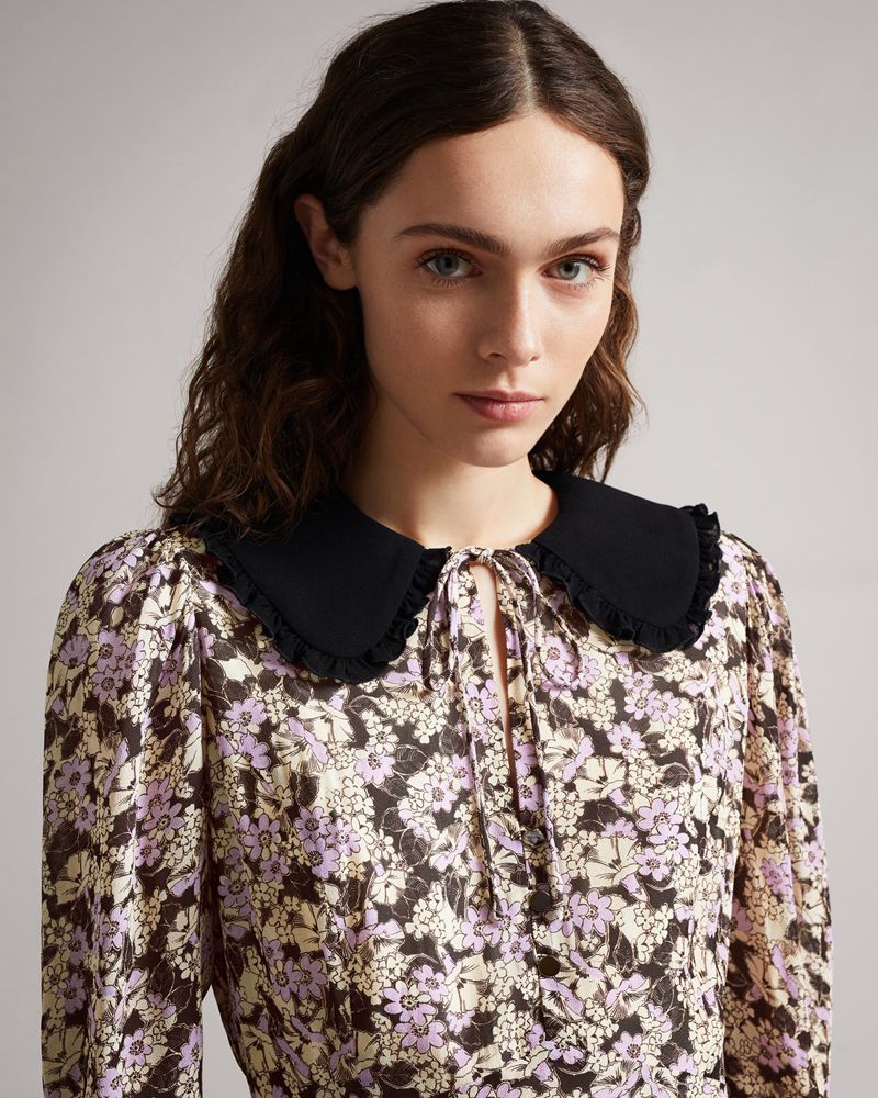 Ted Baker Vanile Button Front Mini Klänning Dam Bruna | GFD-972841