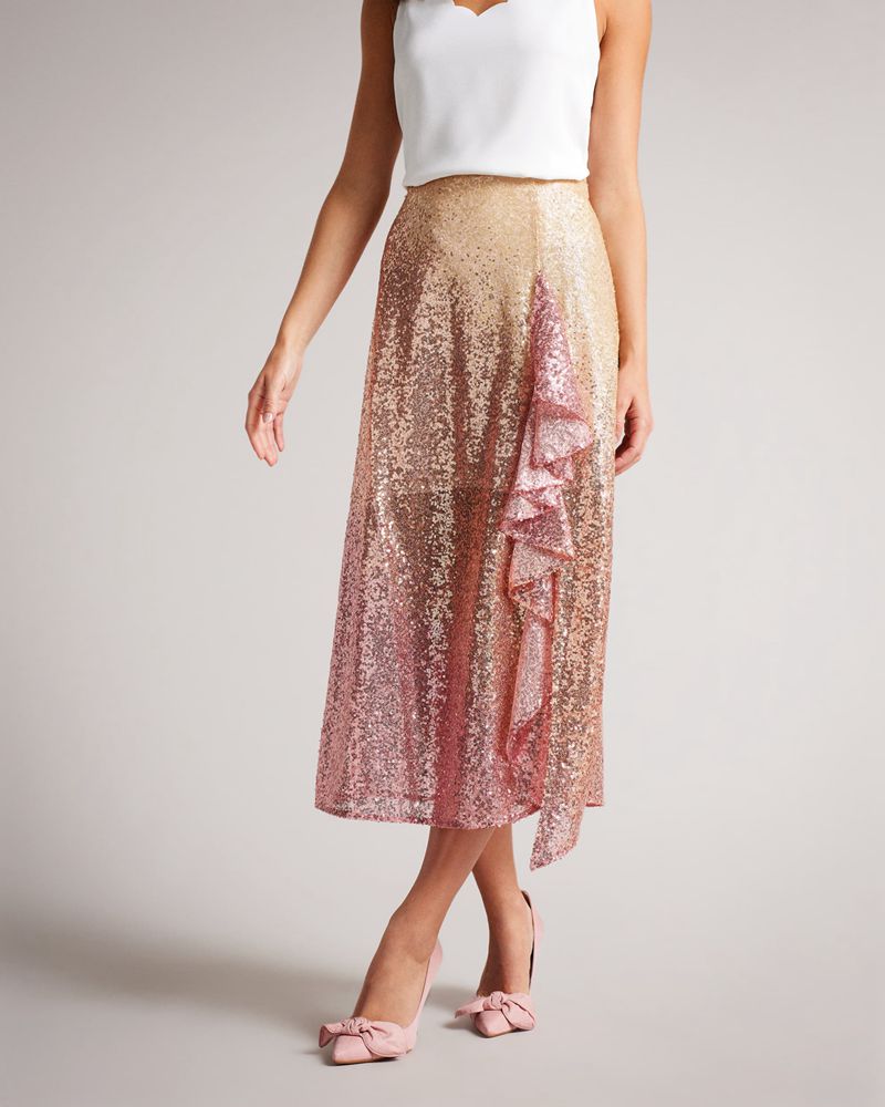 Ted Baker Velina Ombre Sequin Midi Kjolar Dam Rosa | WQH-672934