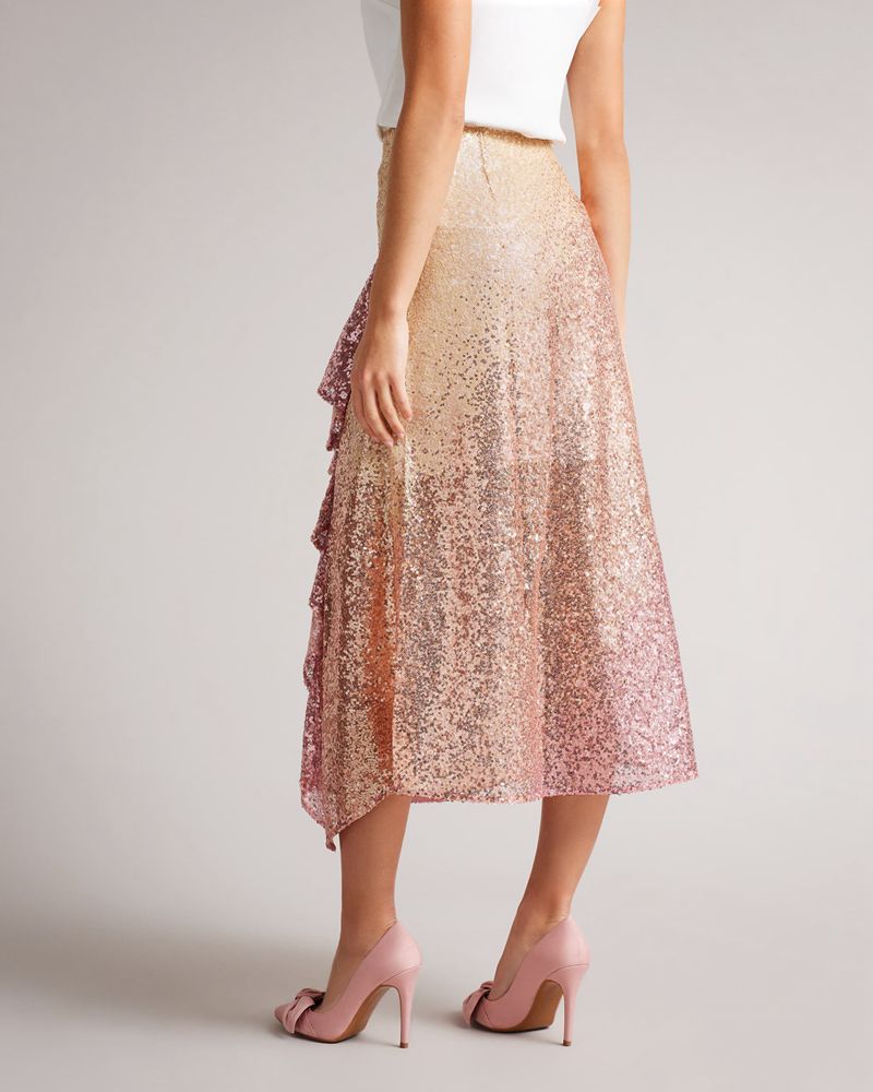 Ted Baker Velina Ombre Sequin Midi Kjolar Dam Rosa | WQH-672934