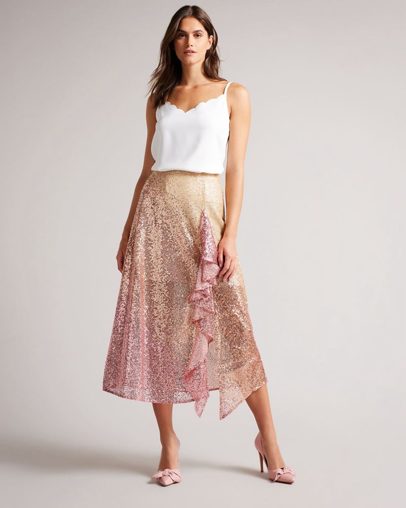 Ted Baker Velina Ombre Sequin Midi Kjolar Dam Rosa | WQH-672934