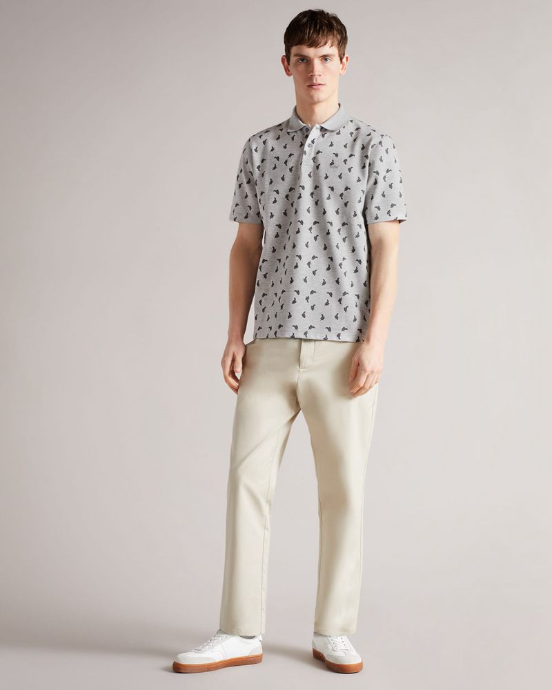Ted Baker Vyner Mib Ditsy Whippet Polo Blast Herr Gray | ZAE-740916