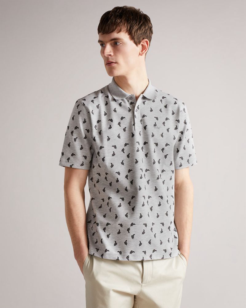 Ted Baker Vyner Mib Ditsy Whippet Polo Blast Herr Gray | ZAE-740916