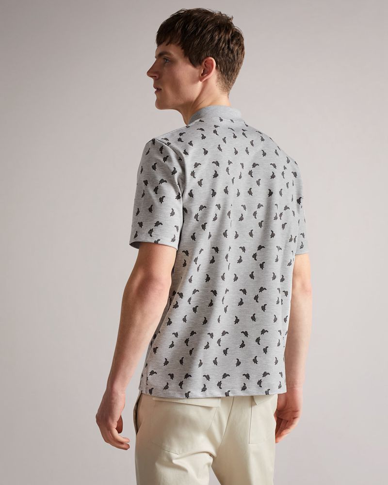Ted Baker Vyner Mib Ditsy Whippet Polo Blast Herr Gray | ZAE-740916