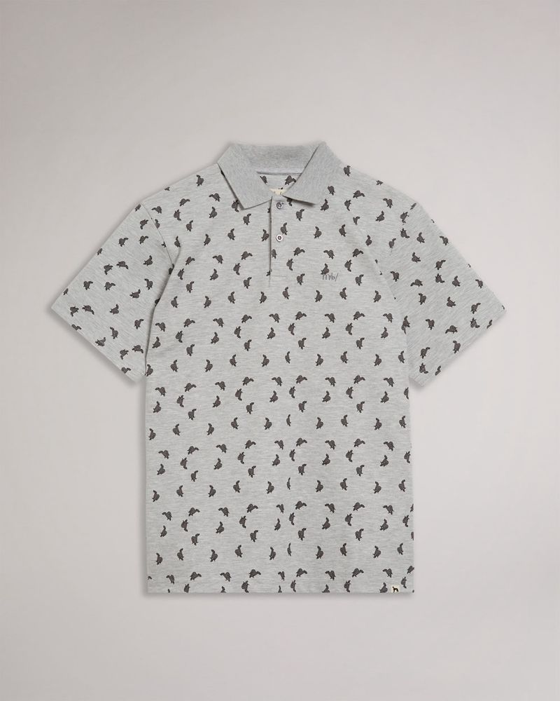 Ted Baker Vyner Mib Ditsy Whippet Polo Blast Herr Gray | ZAE-740916