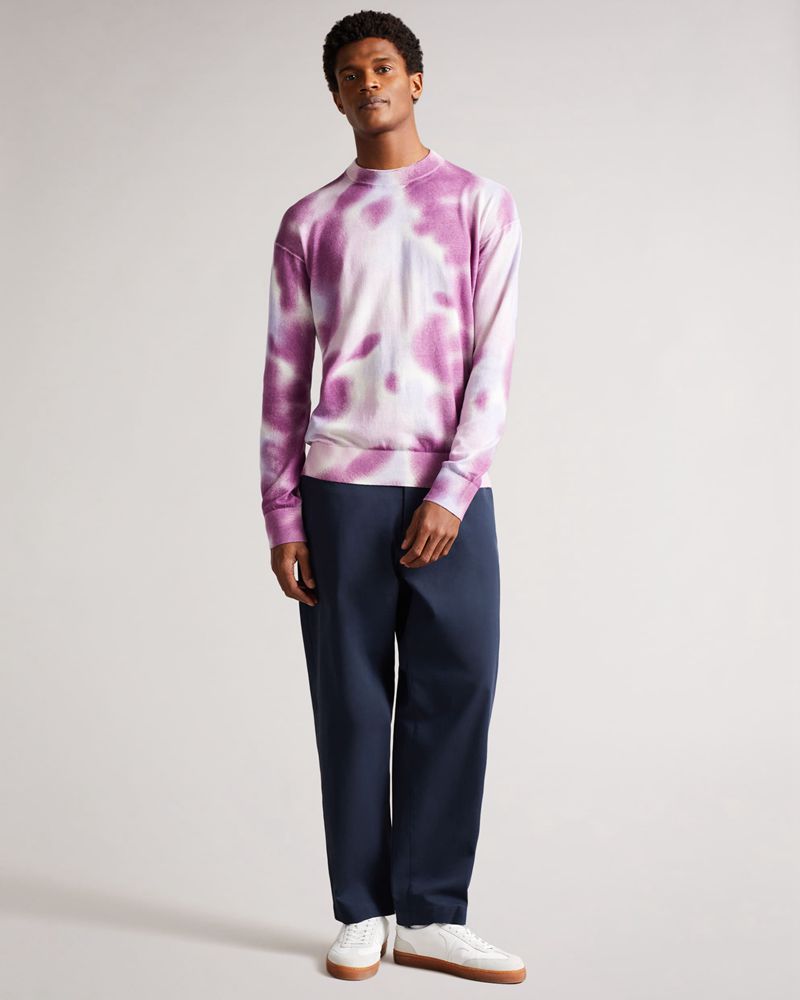 Ted Baker Wardour Spray Dyed Crew Neck Tröjor Herr Lila | RNP-279541